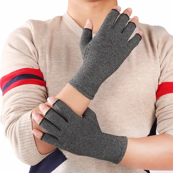 1 Пара Перчаток для снятия боли при артрите, мужские Женские перчатки для терапии полупальцев, Хлопковые эластичные компрессионные перчатки, Прочные Варежки