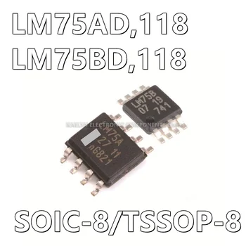 10 шт./лот LM75AD,118 LM75A, LM75BD, 118 LM75B Датчик температуры Цифровой, локальный -55°C ~ 125°C SOIC-8/TSSOP-8