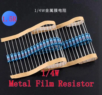 (100шт) 1R5 1.5R ом 1/4 Вт Металлический Пленочный резистор 1R5 1.5R ом 0.25 Вт 1% ROHS