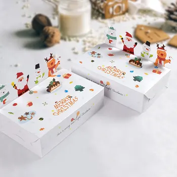 10шт Мультяшная Рождественская Подарочная коробка для конфет из Крафт-бумаги Kids Favor Cookie Box 2024 Украшение Рождественской вечеринки Xmas Navidad Новый Год