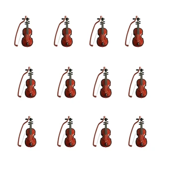 12 Комплектов мини-скрипки Рождественская модель скрипки Украшение настольного инструмента Мини-Скрипичные украшения Рождественские украшения