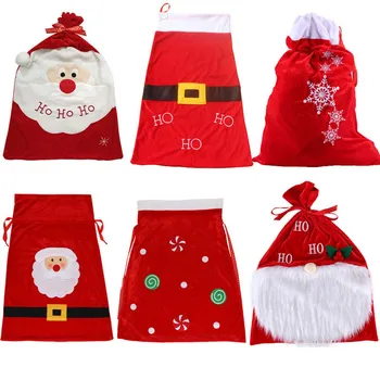 150шт Красные Рождественские бархатные сумки Санта Клаус Безликая кукла Мешочек на шнурке Подарочный пакет для конфет Красивый браслет Пакеты для упаковки ювелирных изделий
