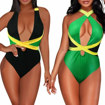 2023 Женский цельный купальник-монокини Rasta с Карибским флагом, формирующий фигуру, купальники, купальный костюм