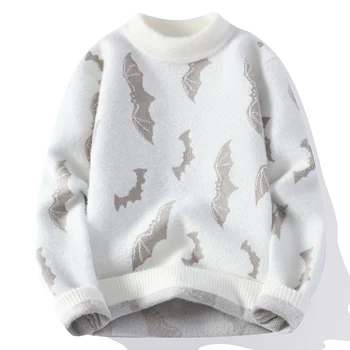 2023 Зимний новый мужской свитер с принтом, высококачественный мужской пуловер из норки, удобный классический свободный свитер большого размера 9356