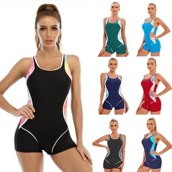 2023 Новый спортивный цельный купальник Women's Feeling с открытой спиной, подходящий по цвету купальник с плоским углом наклона