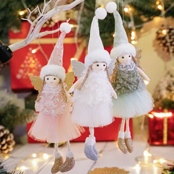 2023 Рождественская Плюшевая кукла-ангел, Подвесные украшения, Рождественская Елка, подвесные украшения для дома, 2024 Новогодний декор для вечеринок, подарки для детей