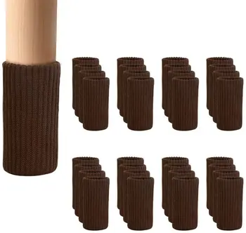 24 шт Мебельных носков для ног - Кофейные трикотажные Мебельные носки Двойной толщины для защиты пола для ножек стула, высокоэластичные