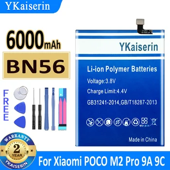6000 мАч YKaiserin Аккумулятор BN56 Для Xiaomi POCO M2 Pro M2Pro Redmi 9A 9C Redmi9A Redmi9C High Bateria + Трек-код