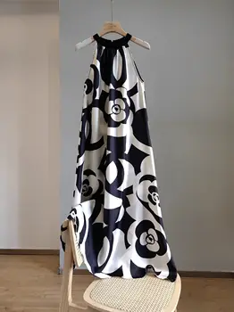 AL60533 Французский люксовый бренд, изысканное тонкое и длинное платье с принтом в стиле Herben