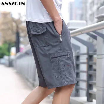 ANZKTN Летние шорты мужские тонкого сечения из чистого хлопка среднего и пожилого возраста, свободные шорты большого размера для отдыха