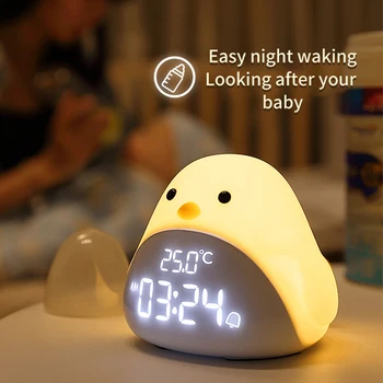 C2 Time Bird Ночник, будильник, Мультяшный милый силиконовый сенсорный USB прикроватный светильник, светодиодный ночник для детей, подарок для детей
