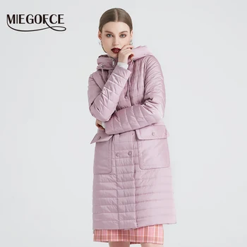 MIEGOFCE, Новая коллекция 2021, женская весенняя куртка, стильное пальто с шарфом и накладными карманами, парка с двойной защитой от ветра.