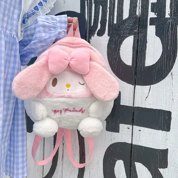Sanrio Japanese Kulomi, супер мягкий плюшевый кукольный рюкзак, милая кавайная студенческая сумка для путешествий, плюшевый рюкзак с Лолитой, ушастая собака, Сумочка