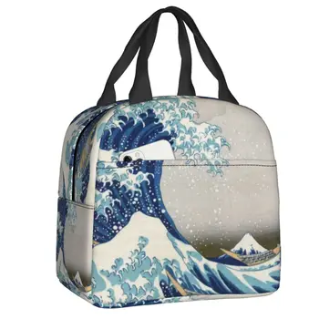 Under The Wave Off Kanagawa Изолированная Сумка-Тоут для Ланча для Женщин Katsushika Hokusai Портативный Кулер Термальный Ланч-Бокс Для еды School