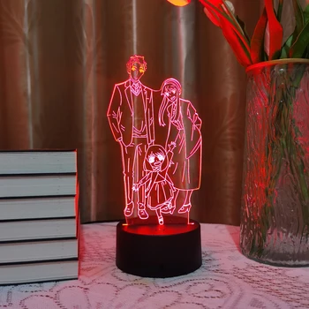Аниме Манга 3d Светодиодная лампа SPY X FAMILY Anya Yor Loid Forger Ночник для малыша Декор детской спальни Иллюзия Рождественский Подарок