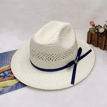 Белый мужской цилиндр, панама, соломенная шляпа, солнцезащитная пляжная шляпа, модная мужская и женская летняя джазовая шляпа, джазовая шляпа с пером