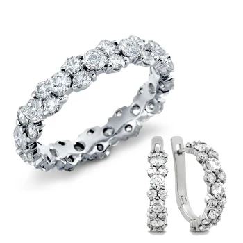 Блестящее кольцо с кубическим цирконием Promise + Серьги, Простое модное кольцо для вечеринки, Декларация повседневной одежды, Легкие роскошные ювелирные изделия Оптом