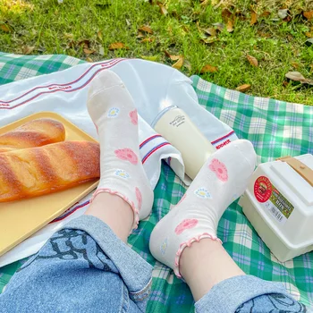 Весенне-летние дышащие Детские забавные короткие носки, кружевные носки с милым цветочным рисунком, Модные тонкие хлопчатобумажные носки