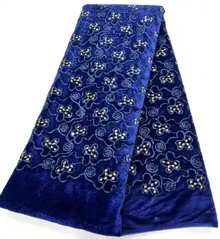 Вечернее платье 2023, бархатная кружевная ткань с голубыми блестками, Нигерийская свадебная кружевная ткань, высококачественное кружево, французская кружевная ткань для платья