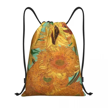 Винсент Ван Гог, двенадцать подсолнухов в вазе, рюкзак на шнурке, спортивная сумка для мужчин, Тренировочный рюкзак для рисования цветами