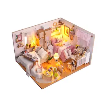 Деревянные миниатюрные наборы кукольных домиков с подсветкой для детей и взрослых Модель кукольного домика