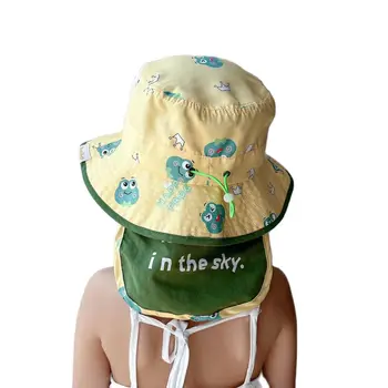 Детская шляпа для защиты от ультрафиолетового излучения, летняя детская рыбацкая шляпа с большими полями, мультяшные детские кепки-ведра, панама для мальчиков и девочек.