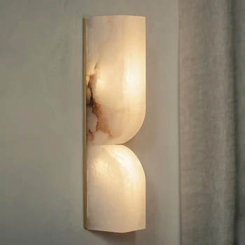 Дизайн интерьера Мраморная креативная минималистичная прикроватная тумбочка для гостиной, столовой, лестницы, алебастровый настенный светильник