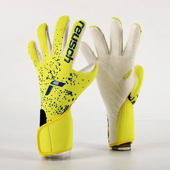 Желтые вратарские перчатки для взрослых, вратарские перчатки из латекса 4 мм, футбольные противоскользящие футбольные вратарские перчатки
