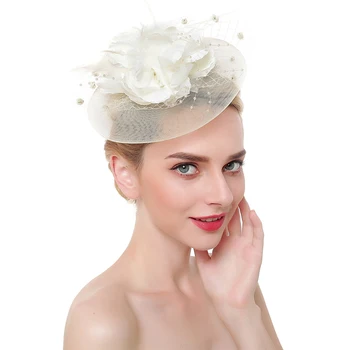 Женская шляпа-чародейка, сетчатые свадебные перья с зажимом на голове, свадебные очаровательные аксессуары для волос, цветок для чаепития, Элегантное дерби