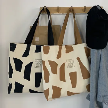 Женские парусиновые сумки для покупок, складные сумки через плечо, сумки большой емкости, повседневная сумка-тоут, эстетичная Эко-сумка многоразового использования Bolso