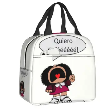 Забавный многоразовый ланч-бокс Mafalda, герметичный термоохладитель с мультяшным комиксом Quino, сумка для ланча с пищевой изоляцией, школьники, студенты