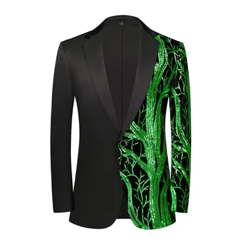Зеленое мужское вечернее платье с пайетками, пиджаки, стильный смокинг, свадебный блейзер, Смокинг для выпускного вечера, мужские вечерние блейзеры на одной пуговице, 1 шт