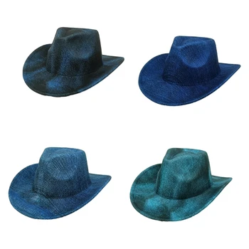 Ковбойская шляпа с широкими полями из фетра Fedora, ковбойская солнцезащитная шляпа с широкими изогнутыми полями