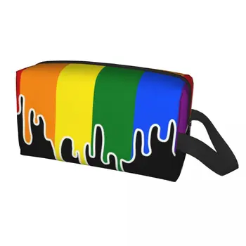Косметичка с флагом гей-прайда для женщин, косметический органайзер для путешествий, сумки для хранения туалетных принадлежностей Kawaii Rainbow для ЛГБТ
