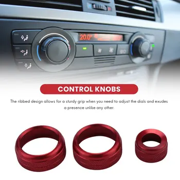 Крышки колец Регулятора громкости кондиционера и Радио для BMW 1 2 3 3GT 4 Серии (F20 F22 F30 F31 F32 F33 F80 F82 F87) 3шт Красного цвета