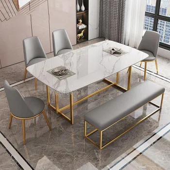 Кухонные столы для столовой Для большой семьи, высококачественная столовая, роскошный глянцевый обеденный стол, мраморный стол, мебель для дома A Manger