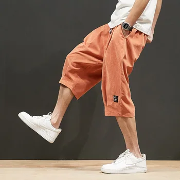 Летние шаровары, мужские короткие джоггеры для бега трусцой в китайском стиле, повседневные мешковатые брюки длиной до икр, мужские брюки-капри 8XL