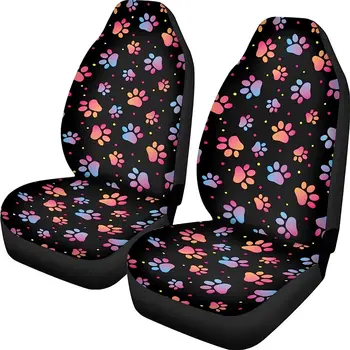 Милые чехлы для сидений с собачьими лапками для автомобилей, комплект из 2 предметов, чехол для переднего автомобильного сиденья Kawaii для женщин и мужчин, универсальный Протектор для автомобильного сиденья