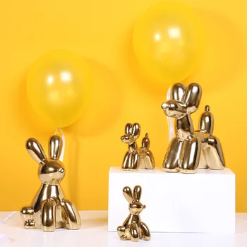 Милый золотой кролик в скандинавском стиле, украшение собаки воздушным шаром, креативное украшение дома и гостиной, современный простой свадебный подарок