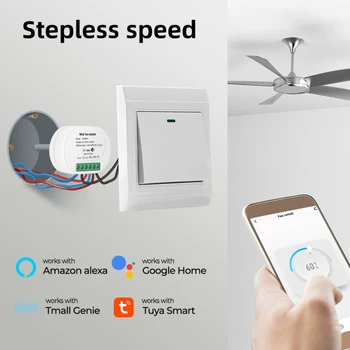 Мини-контроллер потолочного вентилятора с пультом дистанционного управления Alexa Google Home, сделай сам, переключатель вентилятора Tuya, умный Переключатель скорости вентилятора Smart Life