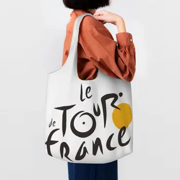 Многоразовая сумка для покупок Le Tour The France, женская холщовая сумка через плечо, переносная французская велосипедная сумка для покупок в продуктовых магазинах, сумки