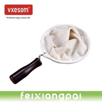 Многоразовый фильтр-мешок для кофе VXESOM, фланелевый фильтр с ручкой из нержавеющей стали, фланелевое ситечко для кофе