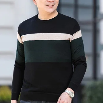 Модный вязаный свободный свитер повседневного цвета с круглым вырезом, мужская одежда, осень 2023, Новые корейские пуловеры, универсальные топы с длинными рукавами