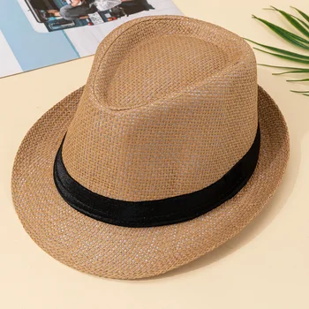 Мужская летняя шляпа-козырек, соломенная шляпа, пара соломенных вязаных джазовых шляп, Корейская версия шляпы, Женская пляжная шляпа от солнца