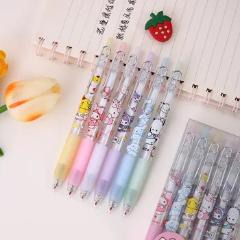 Мультяшный Sanrio Hello Kitty Kuromi Металлический держатель для ручки Press Pen Милая гелевая ручка Студенческие канцелярские принадлежности Оптом Детский подарок