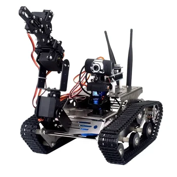 Незаконченный Умный роботизированный автомобильный комплект + Роботизированная рука A1 Стандартная версия Черный WIFI Robot Tank Kit 52230