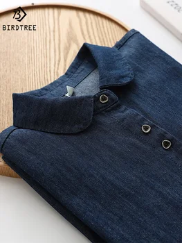 Новые осенние хлопчатобумажные джинсовые рубашки, Женские топы, Поло с длинным рукавом для девочек, повседневные блузки в стиле ретро, Весеннее пальто T39332QM