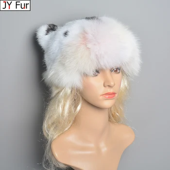 Новые шапки из кроличьего меха для женщин, зимняя теплая шапка из натурального роскошного меха, высококачественная женская меховая шапка с хвостом, милые шапки-кошки для девочек