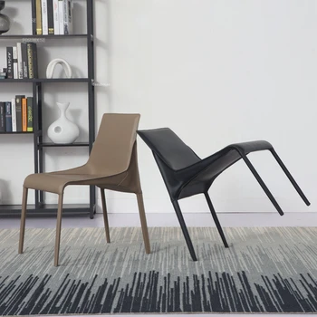 Обеденные стулья из кожи с седлом в скандинавском стиле, современные минималистичные стулья для столовой со спинкой, мебель для дома, дизайнерские гостиничные стулья высокого класса