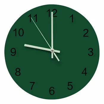 Однотонный Оливково-зеленый цвет Большие круглые светящиеся стрелки Настенных часов Декор комнаты Подвесные украшения Украшение Бесшумные настенные часы